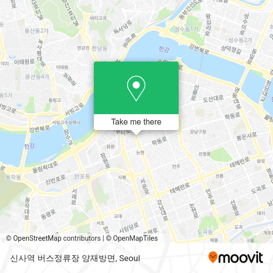 신사역 버스정류장 양재방면 map