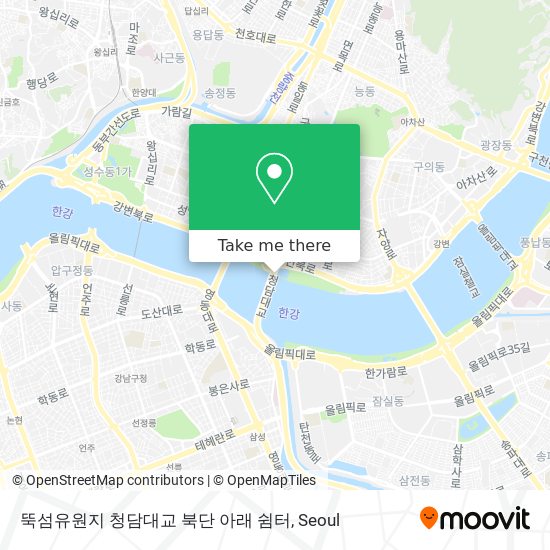 뚝섬유원지 청담대교 북단 아래 쉼터 map