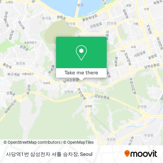 사당역1번 삼성전자 셔틀 승차장 map