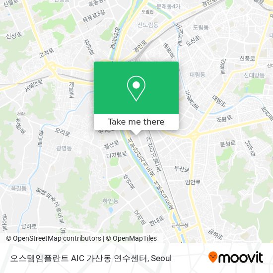 오스템임플란트 AIC 가산동 연수센터 map