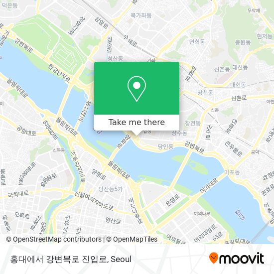 홍대에서 강변북로 진입로 map