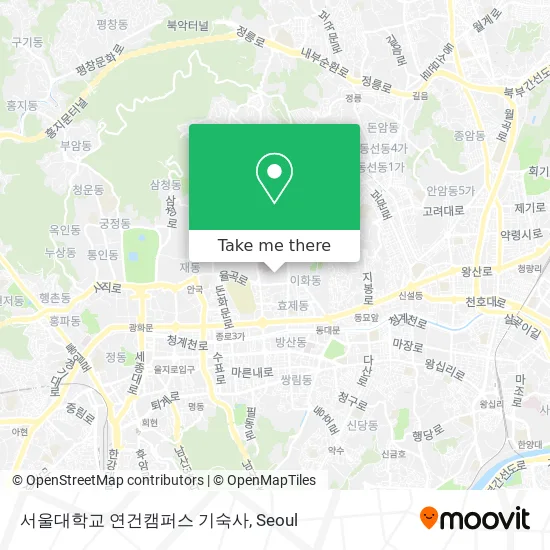 서울대학교 연건캠퍼스 기숙사 map