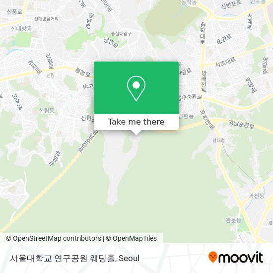 서울대학교 연구공원 웨딩홀 map