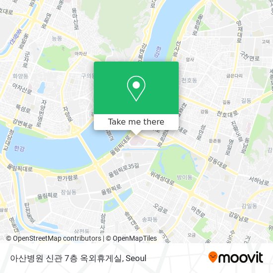 아산병원 신관 7층 옥외휴게실 map