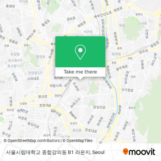 서울시립대학교 종합강의동 B1 라운지 map