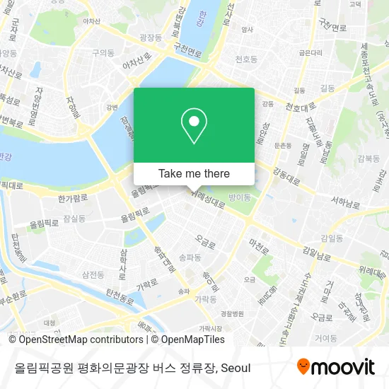 올림픽공원 평화의문광장 버스 정류장 map