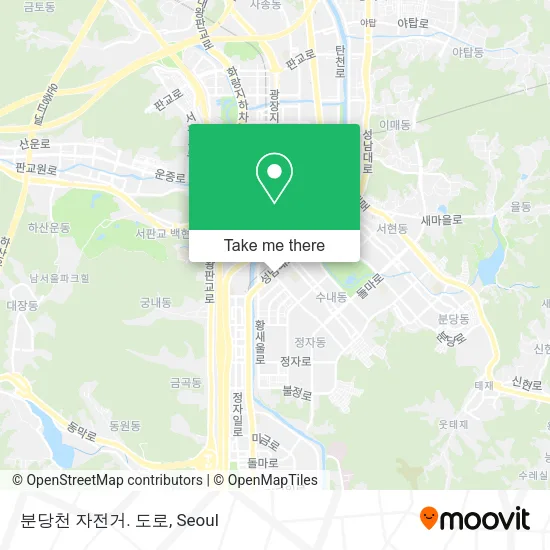분당천 자전거. 도로 map
