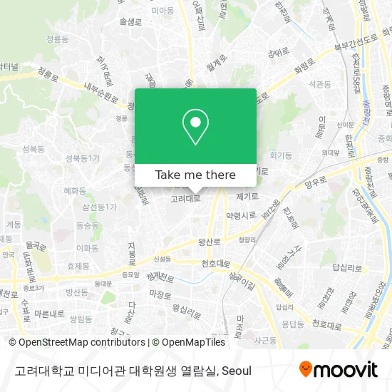 고려대학교 미디어관 대학원생 열람실 map