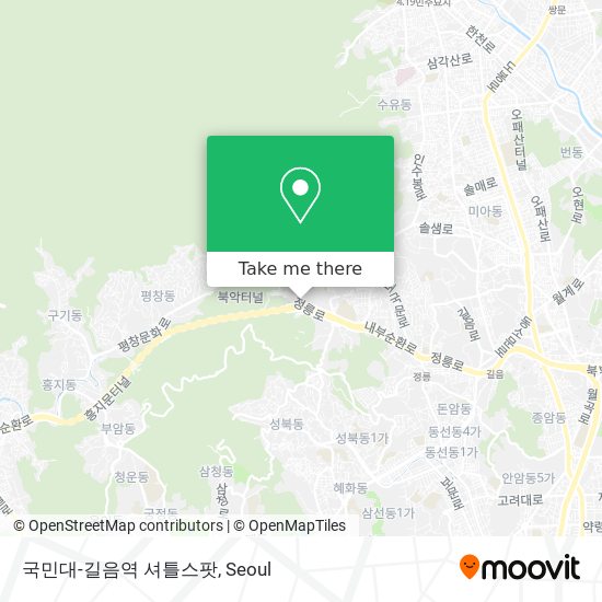 국민대-길음역 셔틀스팟 map