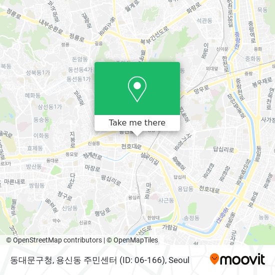 동대문구청, 용신동 주민센터 (ID: 06-166) map