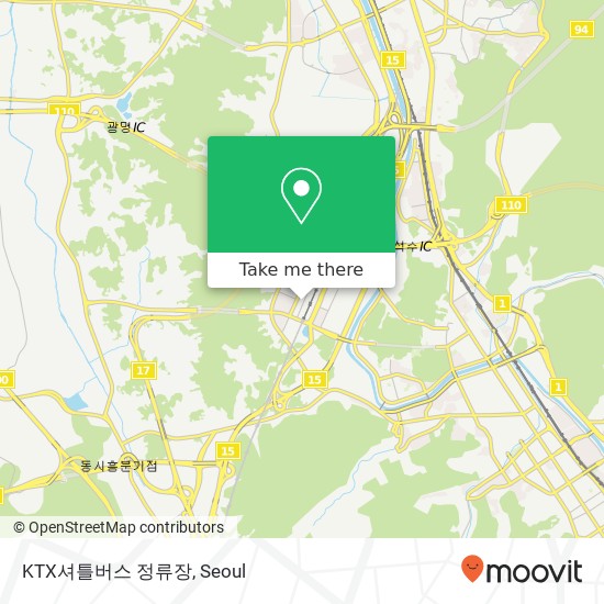 KTX셔틀버스 정류장 map