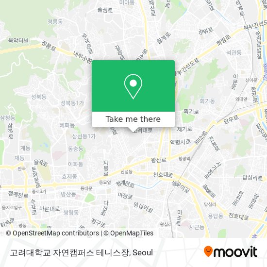 고려대학교 자연캠퍼스 테니스장 map