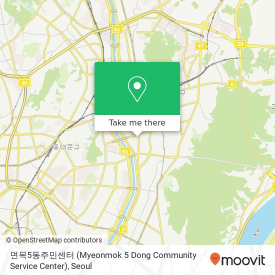면목5동주민센터 (Myeonmok 5 Dong Community Service Center) map
