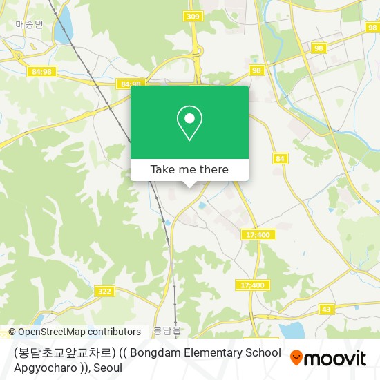 (봉담초교앞교차로) (( Bongdam Elementary School Apgyocharo )) map