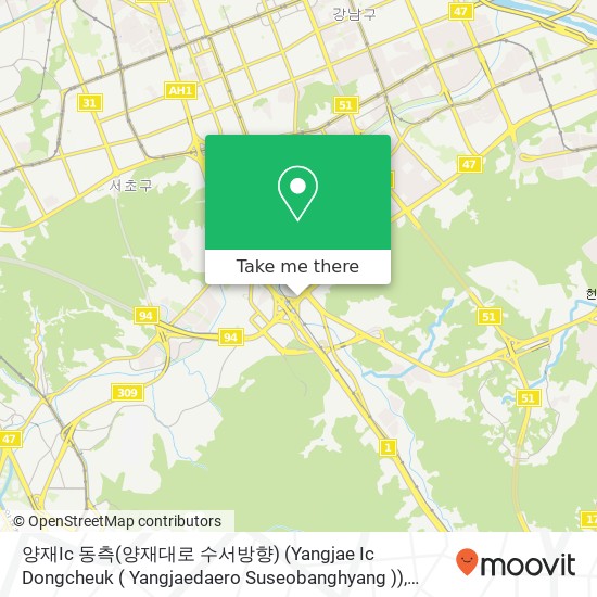 양재Ic 동측(양재대로 수서방향) (Yangjae Ic Dongcheuk ( Yangjaedaero  Suseobanghyang )) map