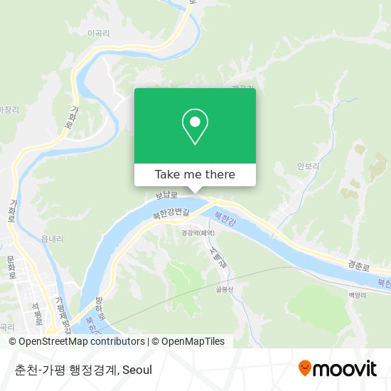 춘천-가평 행정경계 map