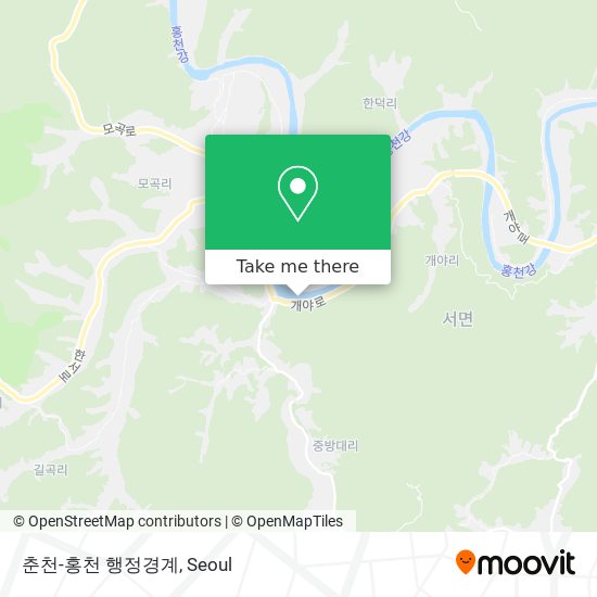 춘천-홍천 행정경계 map