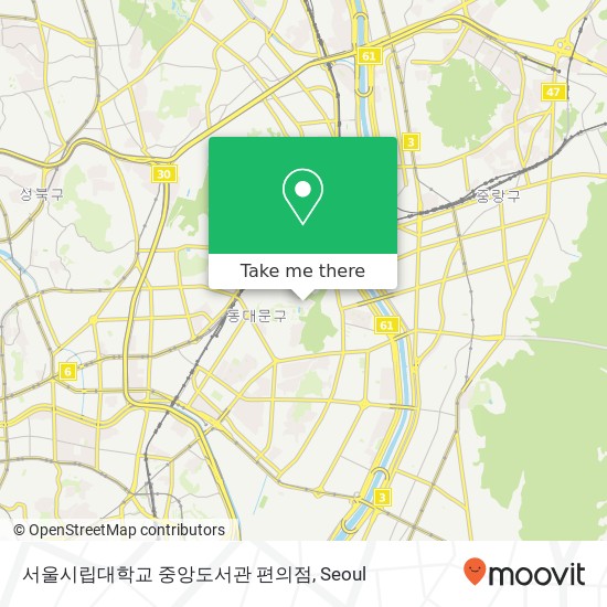 서울시립대학교 중앙도서관 편의점 map