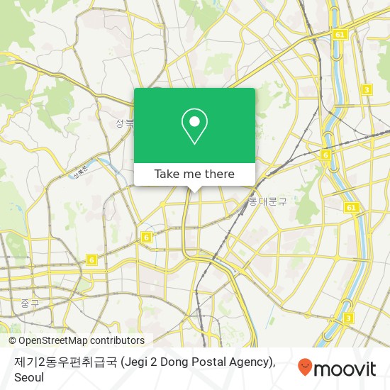 제기2동우편취급국 (Jegi 2 Dong Postal Agency) map