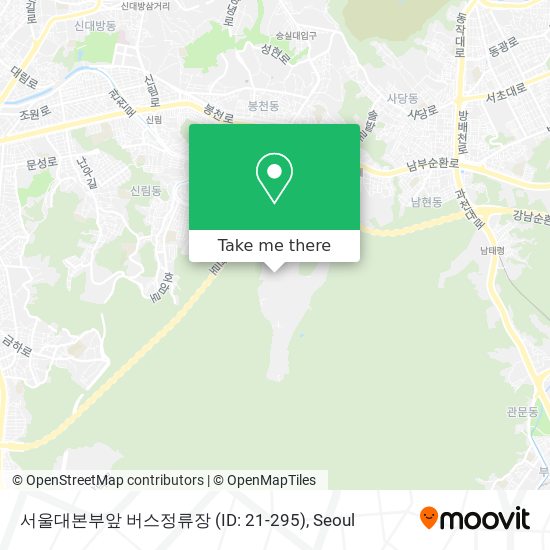 서울대본부앞 버스정류장 (ID: 21-295) map