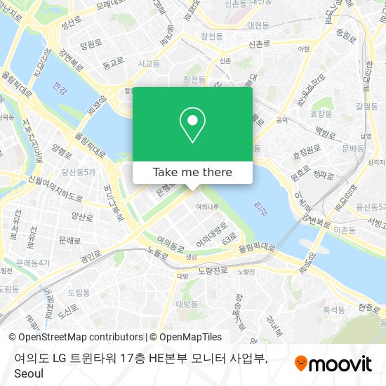 여의도 LG 트윈타워 17층 HE본부 모니터 사업부 map