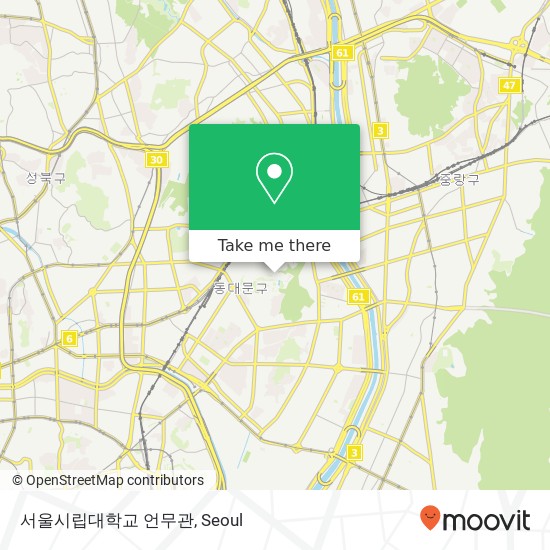 서울시립대학교 언무관 map