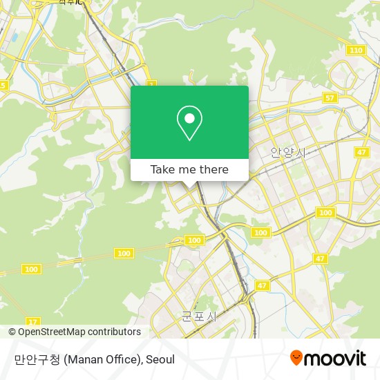 How to get to 만안구청 (Manan Office) in 안양시, 경기도 by Subway or Bus | Moovit