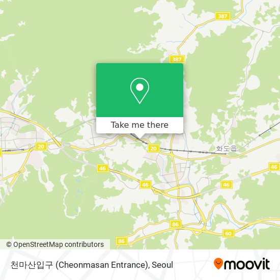 How to get to 천마산입구 (Cheonmasan Entrance) in 남양주시, 경기도 by Bus or Subway