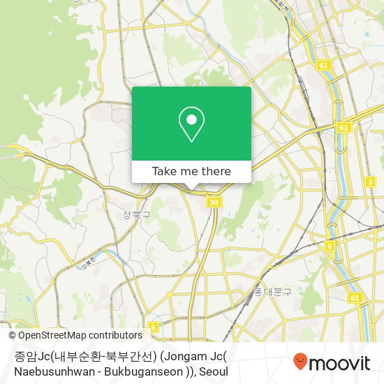 종암Jc(내부순환-북부간선) (Jongam Jc( Naebusunhwan - Bukbuganseon )) map