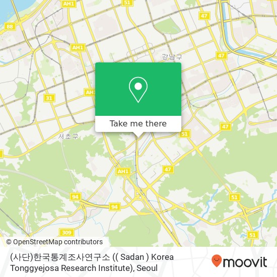 (사단)한국통계조사연구소 (( Sadan ) Korea Tonggyejosa Research Institute) map