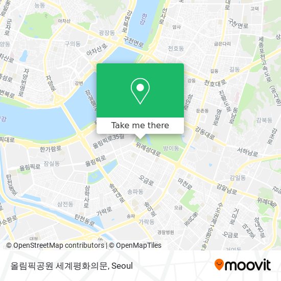 올림픽공원 세계평화의문 map