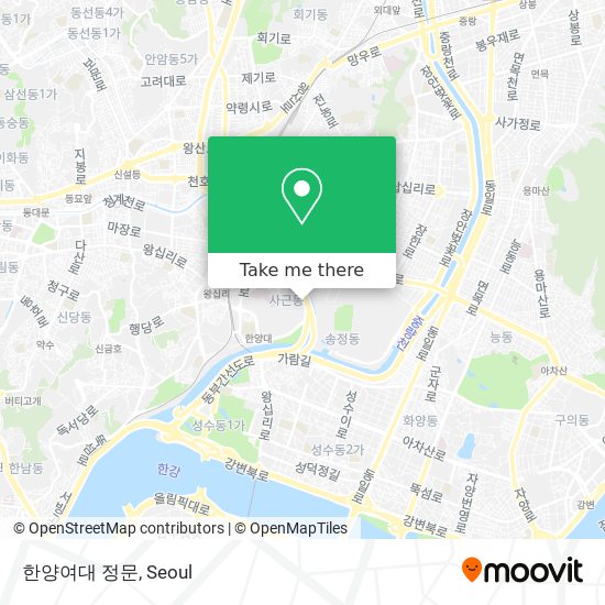 한양여대 정문 map