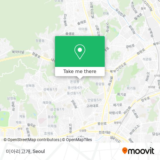 미아리고개 map