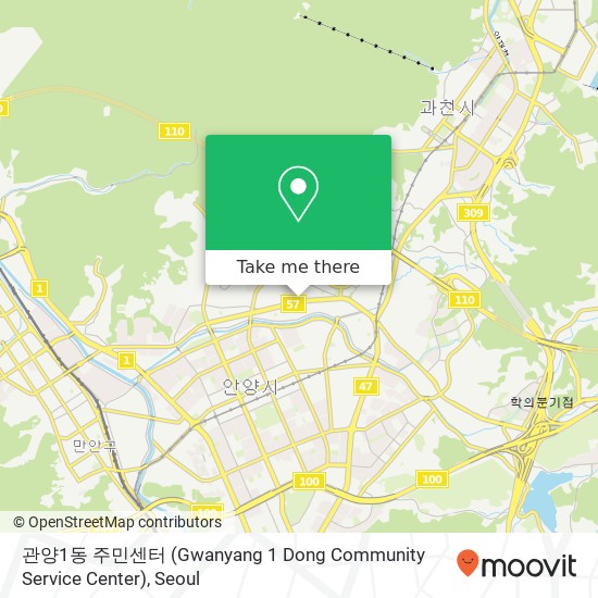 관양1동 주민센터 (Gwanyang 1 Dong Community Service Center) map