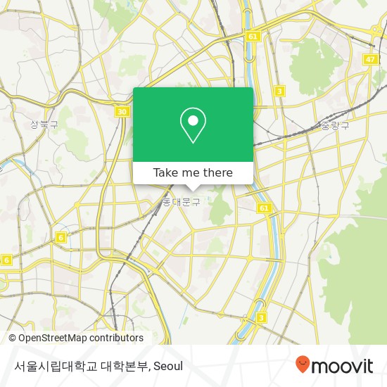 서울시립대학교 대학본부 map