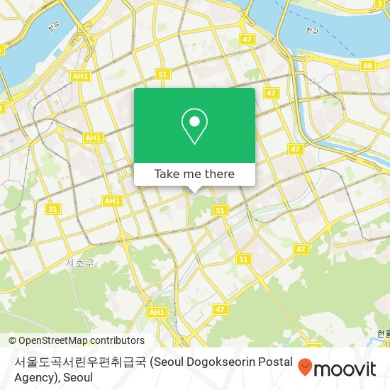 서울도곡서린우편취급국 (Seoul Dogokseorin Postal Agency) map