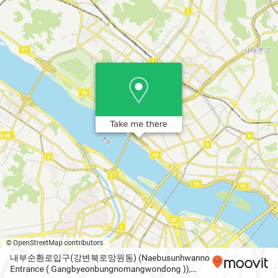내부순환로입구(강변북로망원동) (Naebusunhwanno Entrance ( Gangbyeonbungnomangwondong )) map