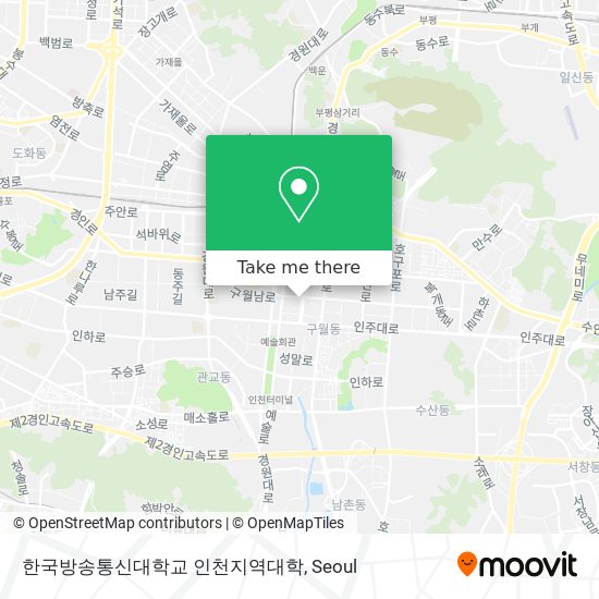 한국방송통신대학교 인천지역대학 map