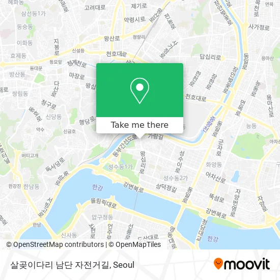 살곶이다리 남단 자전거길 map