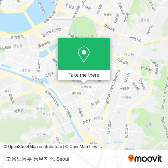 고용노동부 동부지청 map