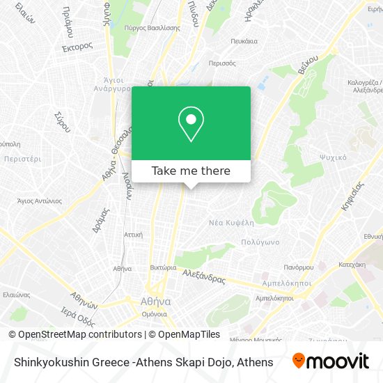 Shinkyokushin Greece -Athens Skapi Dojo map