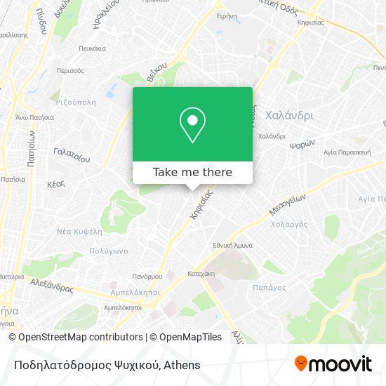 Ποδηλατόδρομος Ψυχικού map