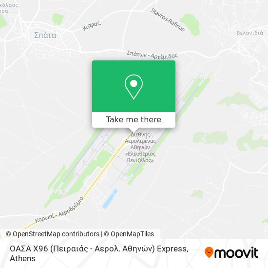 ΟΑΣΑ Χ96 (Πειραιάς - Αερολ. Αθηνών) Express map