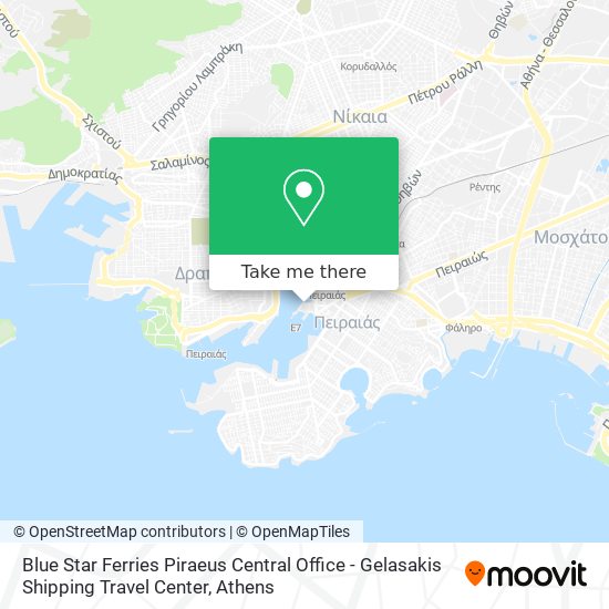 Blue Star Ferries Piraeus Central Office - Gelasakis Shipping Travel Center map