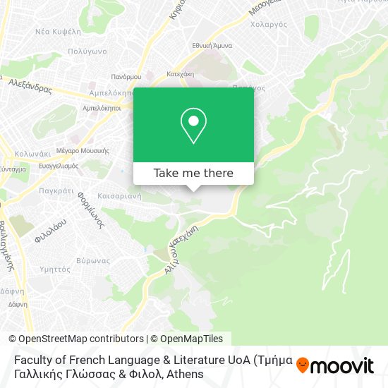 Faculty of French Language & Literature UoA map