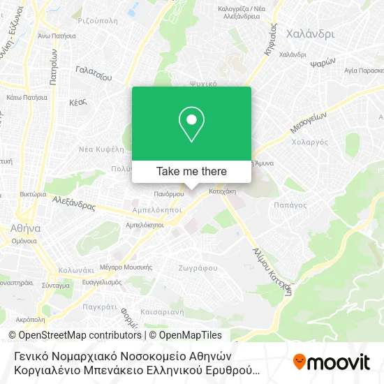 Γενικό Νομαρχιακό Νοσοκομείο Αθηνών Κοργιαλένιο Μπενάκειο Ελληνικού Ερυθρού Σταυρού map