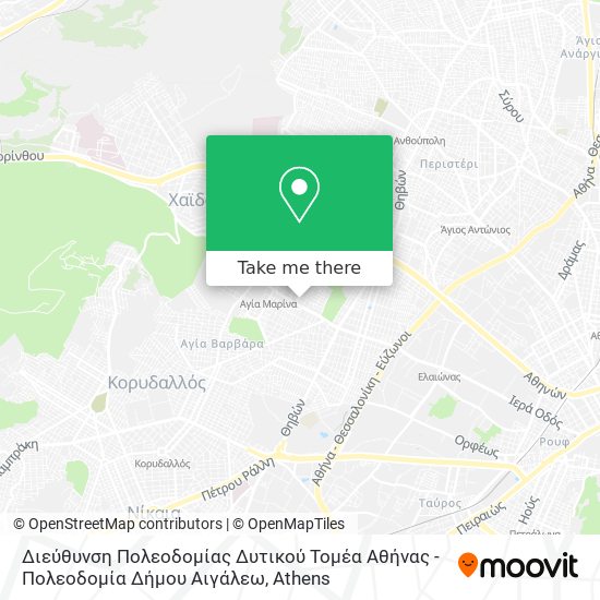 Διεύθυνση Πολεοδομίας Δυτικού Τομέα Αθήνας - Πολεοδομία Δήμου Αιγάλεω map