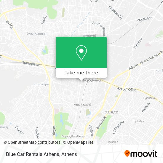 Blue Car Rentals Athens map