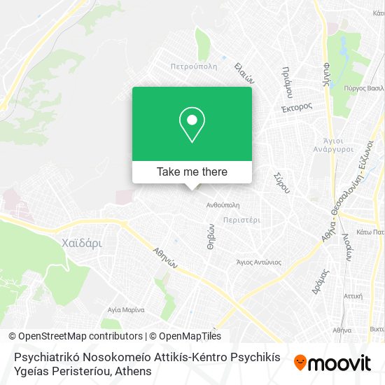 Psychiatrikó Nosokomeío Attikís-Kéntro Psychikís Ygeías Peristeríou map