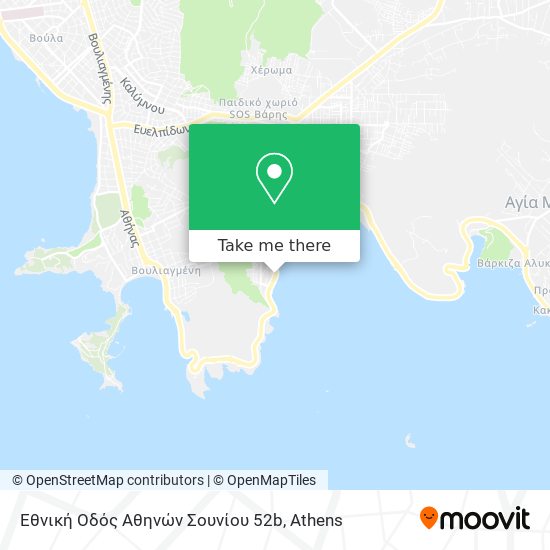 Εθνική Οδός Αθηνών Σουνίου 52b map